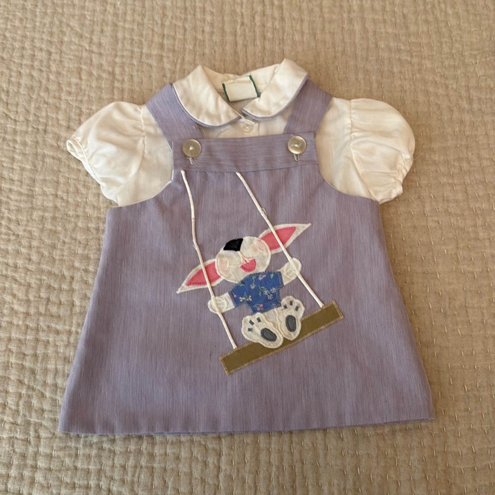 Vintage girls purple dress with matching collared shirt